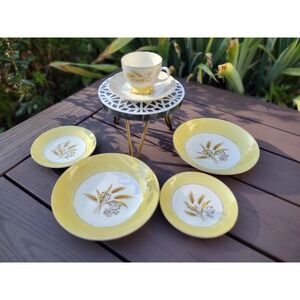 Circa 1950s 6 piece Autumn Gold by Century Service, China Cup, Saucers, plates